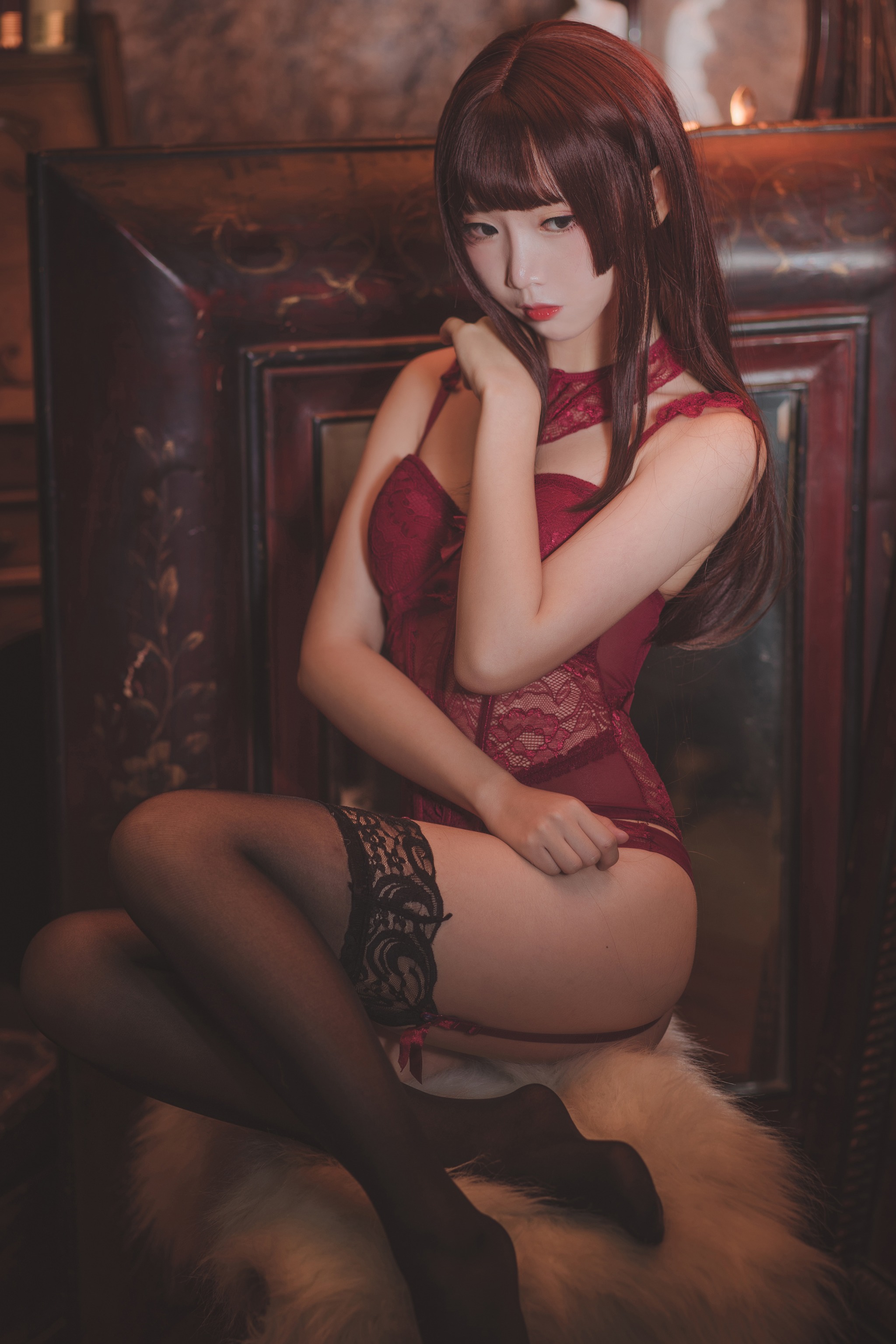 面饼仙儿 - NO.014 Coser面饼仙儿 脑内少女 红色束衣 [22P]-XikXak